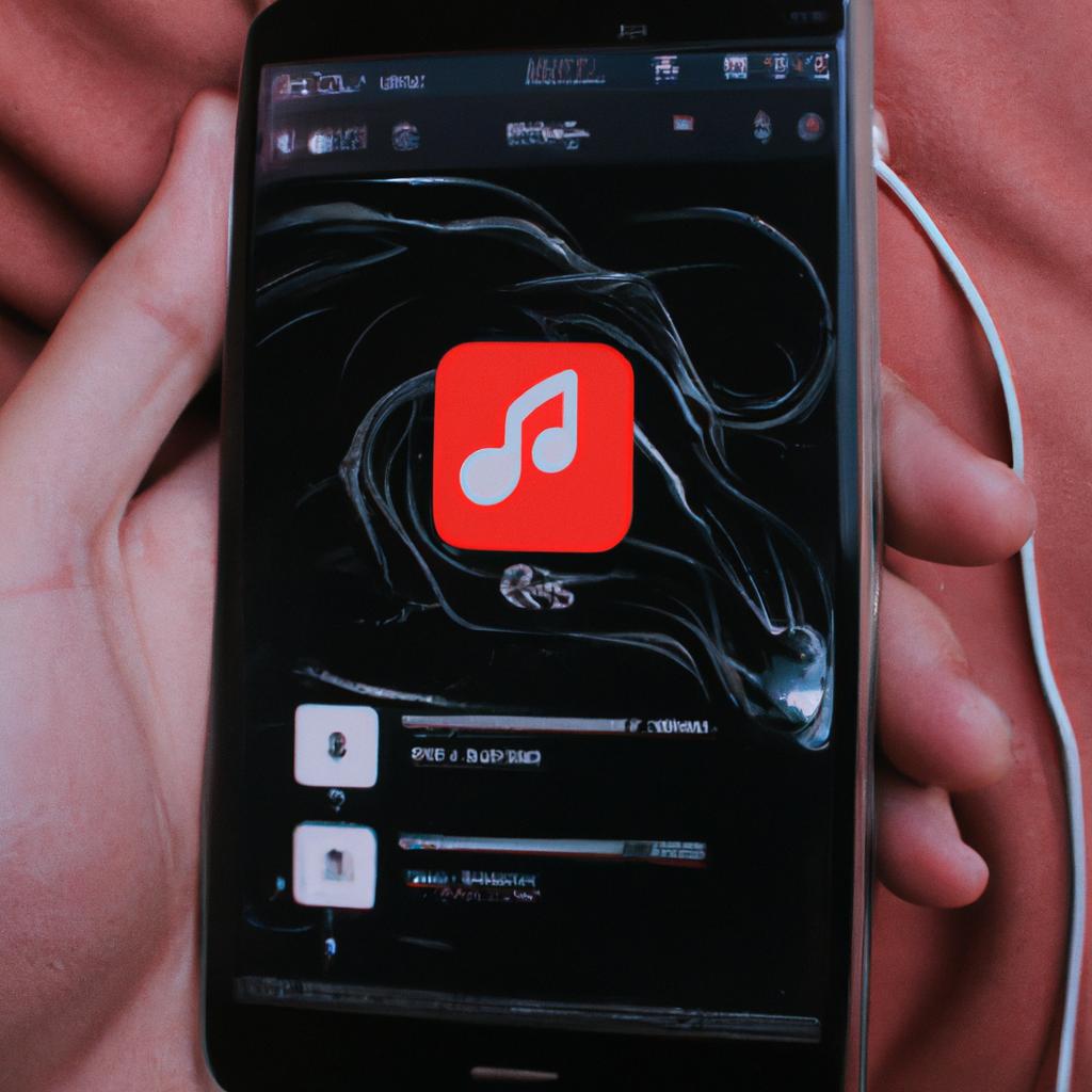 Person using music streaming app